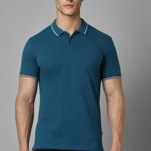 LOUIS PHILIPPE Men Solid Polo Neck Pure Cotton Purple T-Shirt